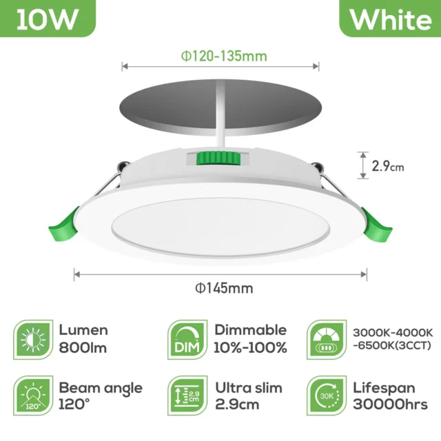 Imontuojami LED šviestuvai Alluso 10W IP44 baltos spalvos