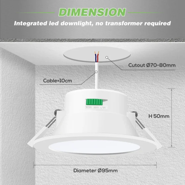 Imontuojami LED šviestuvai Alluso 10W IP65 nikelio spalvos