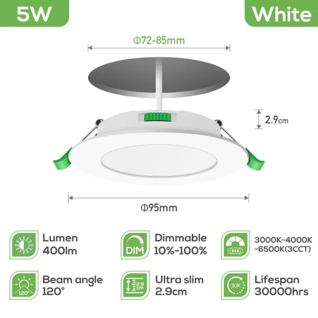 Imontuojami LED šviestuvai Alluso 6W IP44 baltos spalvos