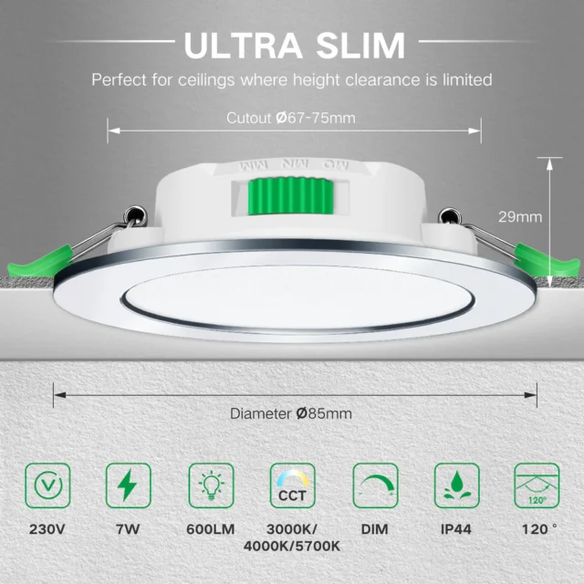 Imontuojami LED šviestuvai Alluso 7W IP44 itin ploni, juodos spalvos