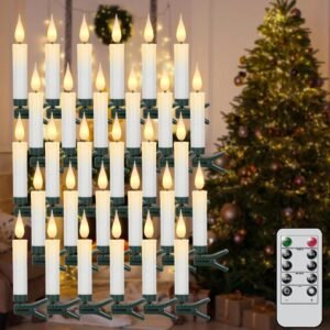 Eldnacele 30 LED lempučių lempučių pakuotė su nuotolinio valdymo pulteliu, laikmačiu ir šviesos reguliatoriumi, bevielės žvakių lemputės su segtuku
