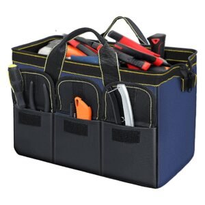 AIRAJ 18" Large Tool Bag Soft Bottom with Multiple Pockets/600D Fabric/Large Capacity, 44x24x29.5cm Abrasion-Resistant Tool Bag for Craftsmen, Electricians, Mechanics