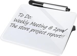 Sliandtelly Desktop Small Whiteboard, Desk Glass Wipeable Whiteboard for Notes, 8"