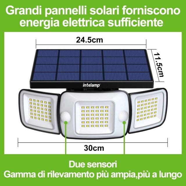 INTELAMP Saulės lauko LED prožektorius 6000mAh 1200LM lauko su judesio jutiklių