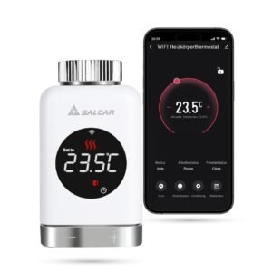 SALCAR Radiatoriaus termostatas TRV801W išmanusis LCD WiFi Termostatas Suderinamas su Amazon Alexa ir Google namų šildymo termostatu Tuya Smart