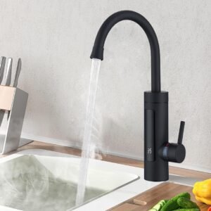 HOMELODY momentinis vandens šildytuvo 230 V elektrinis maišytuvas, juodas virtuvės maišytuvas su momentiniu vandens šildytuvo maišytuvu