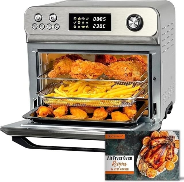 HYSapientia® 24 litrų karšto oro gruzdintuvė, skaitmeninis ekranas, 8 funkcijos, 1800 W