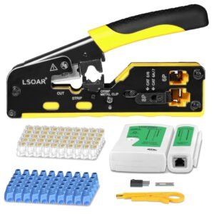 Lsoar rj45 užspaudimo replių rinkinis. Tinklo įrankis tinklo jungtims CAT5/CAT6/CAT7