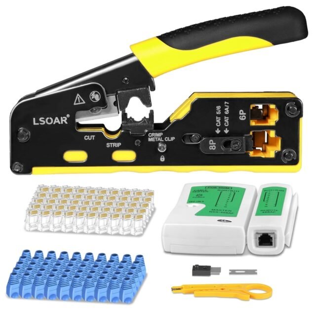 Lsoar rj45 užspaudimo replių rinkinis. Tinklo įrankis tinklo jungtims CAT5/CAT6/CAT7
