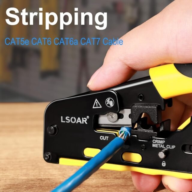 Lsoar rj45 užspaudimo replių rinkinis. Tinklo įrankis tinklo jungtims CAT5/CAT6/CAT7