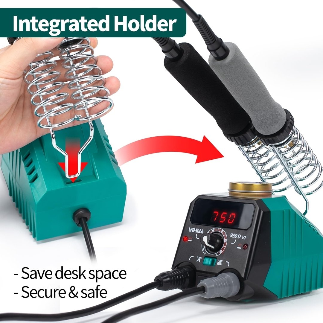 YIHUA 939D-VI dvigubas pirografinis deginimo rašiklis medienai su skaitmeniniu ekranu su 20 vielų antgalių, nuimamu deginančiu rašikliu