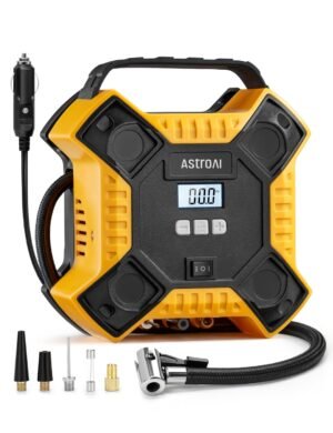 AstroAI oro kompresorius, nešiojamas oro siurblys automobiliui, 12V DC padangų pripūtimo sistema 160PSI su LED lempute