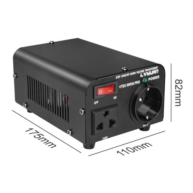 LVYUAN 500 VA 110 voltų JAV įtampos keitiklis, 500 vatų – Įėjimas: 110V arba 220V / Išėjimas: 110V ir 220V