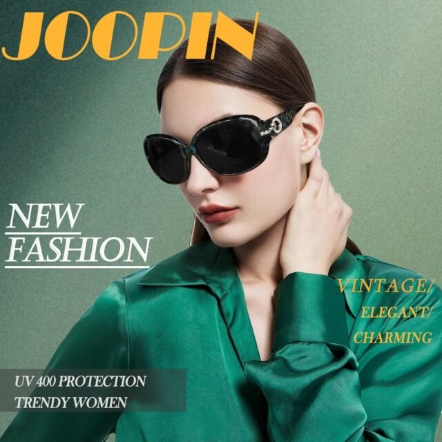 „Joopin“ dideli moteriški akiniai nuo saulės, vintažiniai ir poliarizuoti moteriški akiniai nuo saulės, dideli, retro stiliaus, UV400, elegantiški akiniai