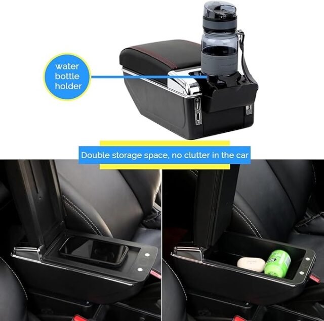 Peugeot 207 207CC porankiai, centrinis porankis su daiktadėže ir puodelio laikikliu, USB prievadas, automobilių priedai, konsolės porankis, juodas