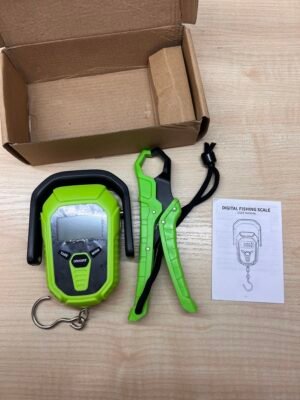 Skaitmeninės žvejybos svarstyklės 50 kg (LCD, žalios)